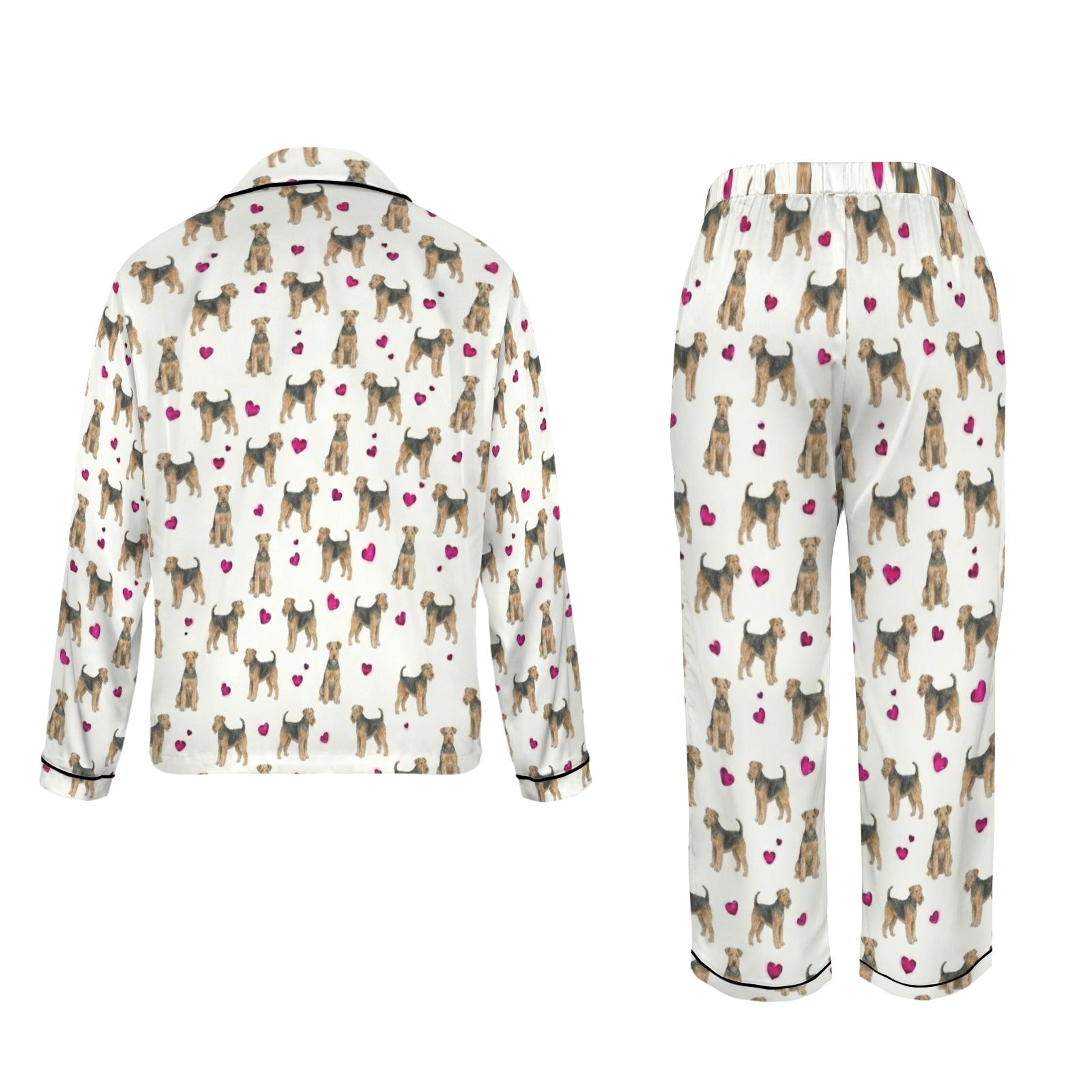 Airedale Terrier Women's Long Sleeve Satin Pajama Set