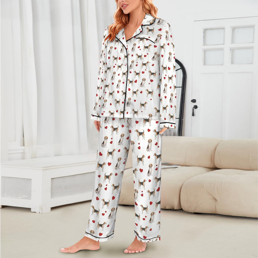American Foxhound Women's Long Sleeve Satin Pajama Set