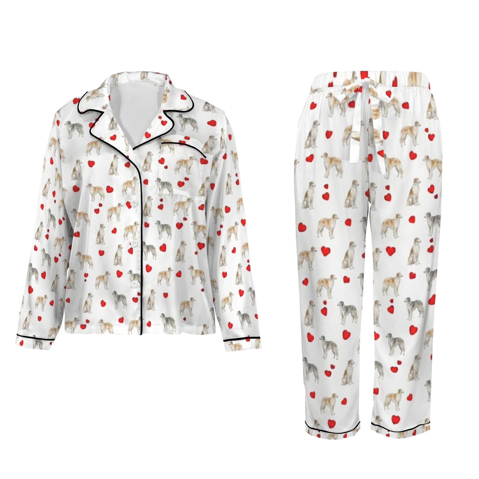 Borzoi Women's Long Sleeve Satin Pajama Set