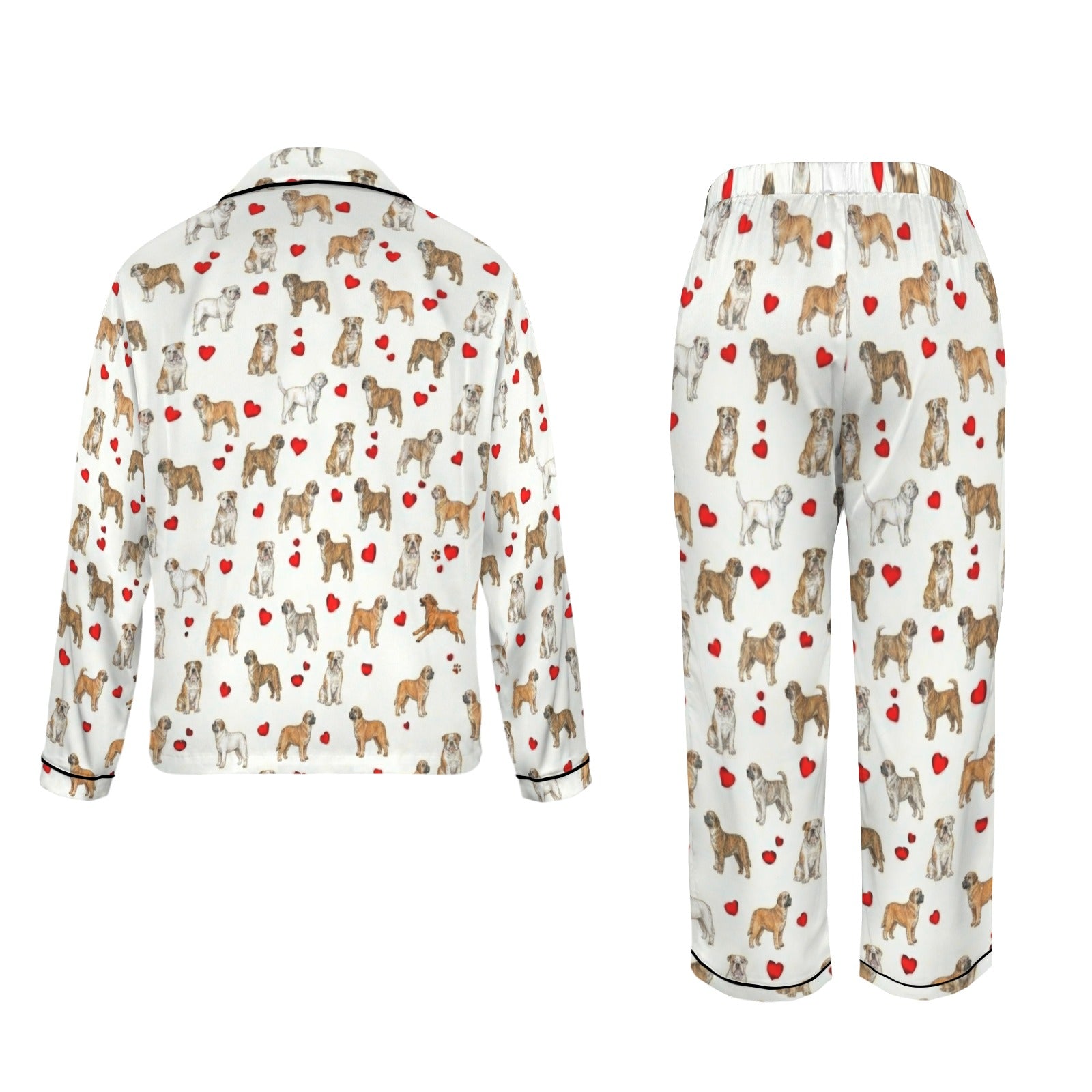 Bulldog (English) Women's Long Sleeve Satin Pajama Set
