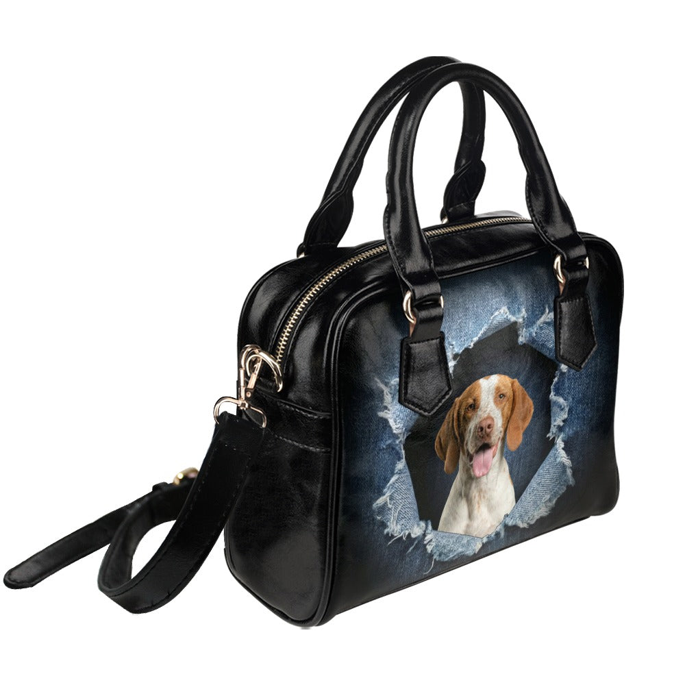 Braque Saint-Germain Ripped Denim Print Shoulder Handbag