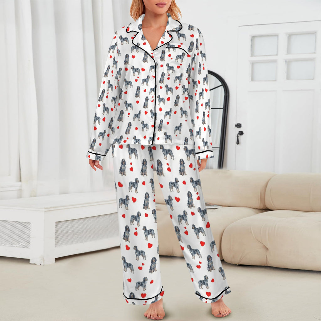 Bluetick Coonhound Women's Long Sleeve Satin Pajama Set