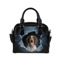 Braque Français (Pyrenees) Ripped Denim Print Shoulder Handbag