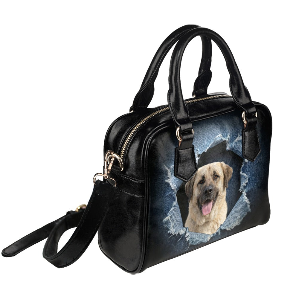Armenian Gampr Ripped Denim Print Shoulder Handbag