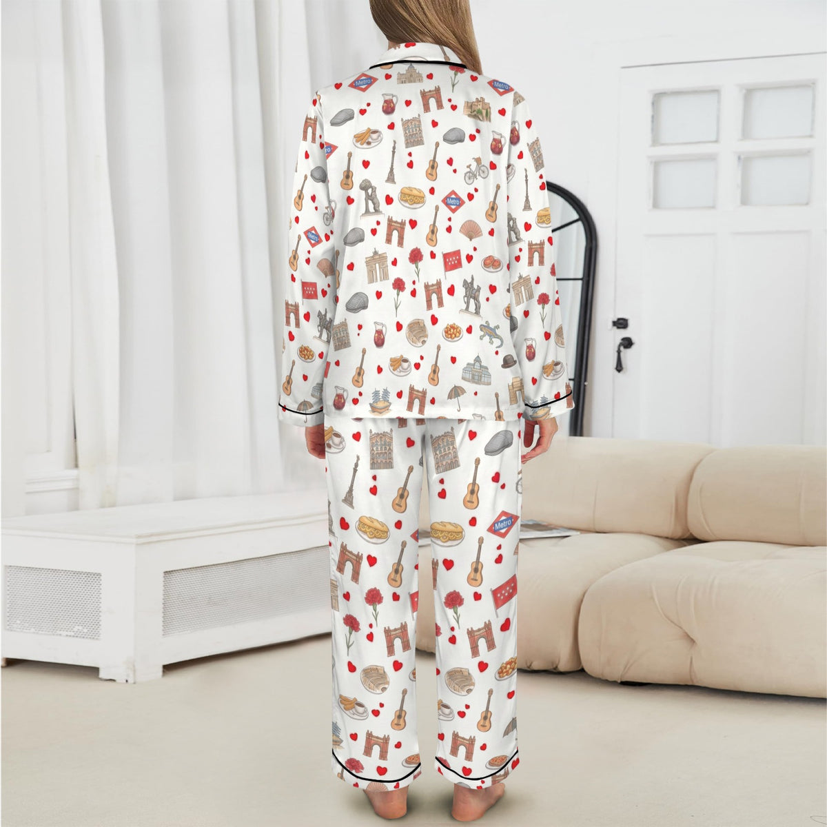 Madrid Women's Long Sleeve Satin Pajama Set