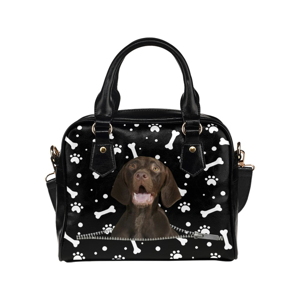 German Shorthaired Pointer Zip Paws and Bones Shoulder Handbag