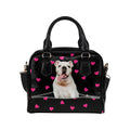 Bulldog Puppy Zip Hearts Shoulder Handbag