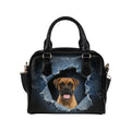 Boxer Ripped Denim Print Shoulder Handbag