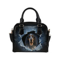 Basset Bleu de Gascogne Ripped Denim Print Shoulder Handbag