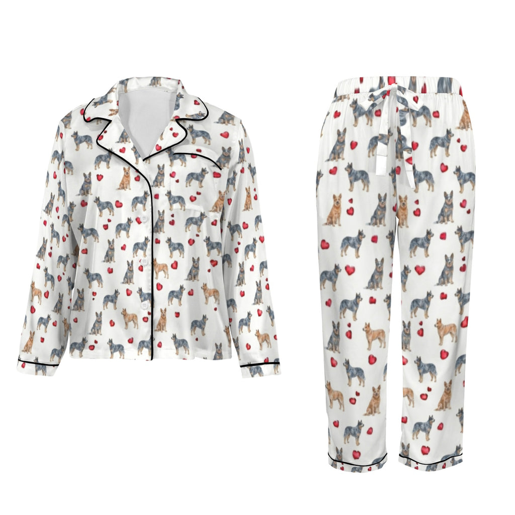 Australian Cattle Dog Women's Long Sleeve Satin Pajama Set