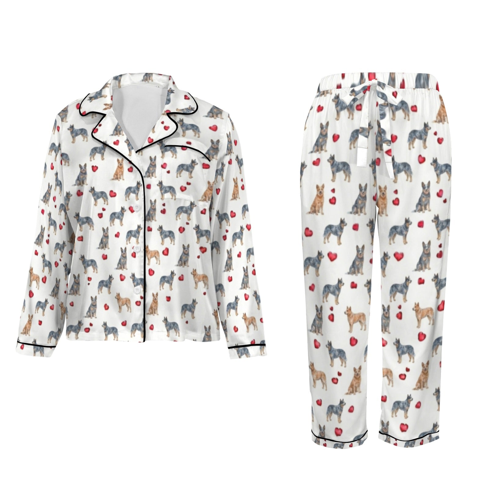 Australian Cattle Dog Women's Long Sleeve Satin Pajama Set