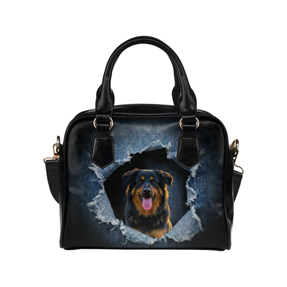 Bohemian Shepherd Ripped Denim Print Shoulder Handbag