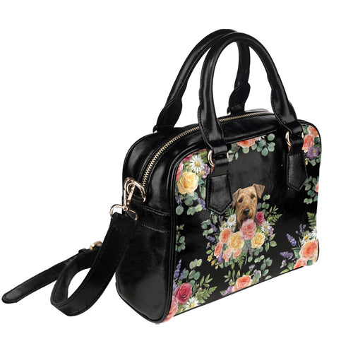 Airedale Terrier Flower Shoulder Handbag