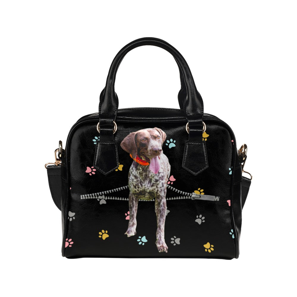 German Wirehaired Pointer Zip Colorful Paws Shoulder Handbag