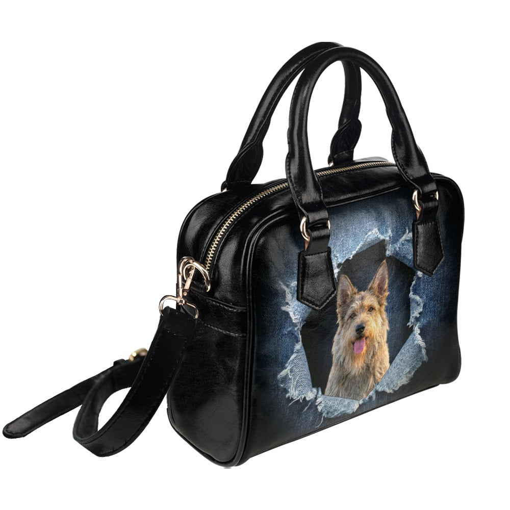Berger Picard Ripped Denim Print Shoulder Handbag