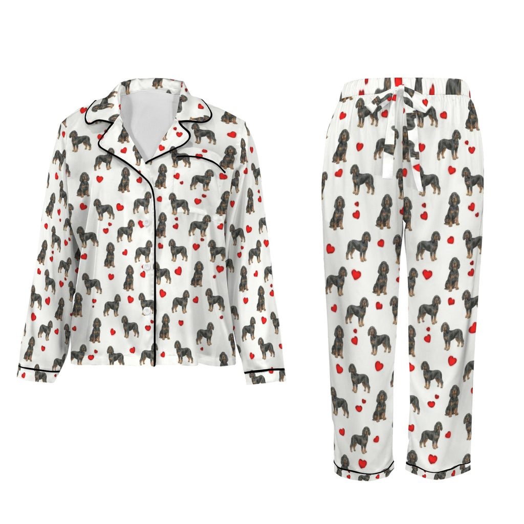 Black and Tan Coonhound Women's Long Sleeve Satin Pajama Set