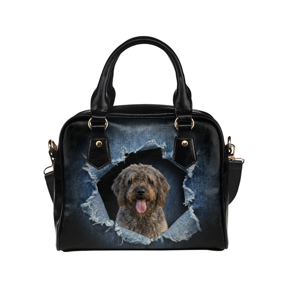 Barbado da Terceira Ripped Denim Print Shoulder Handbag