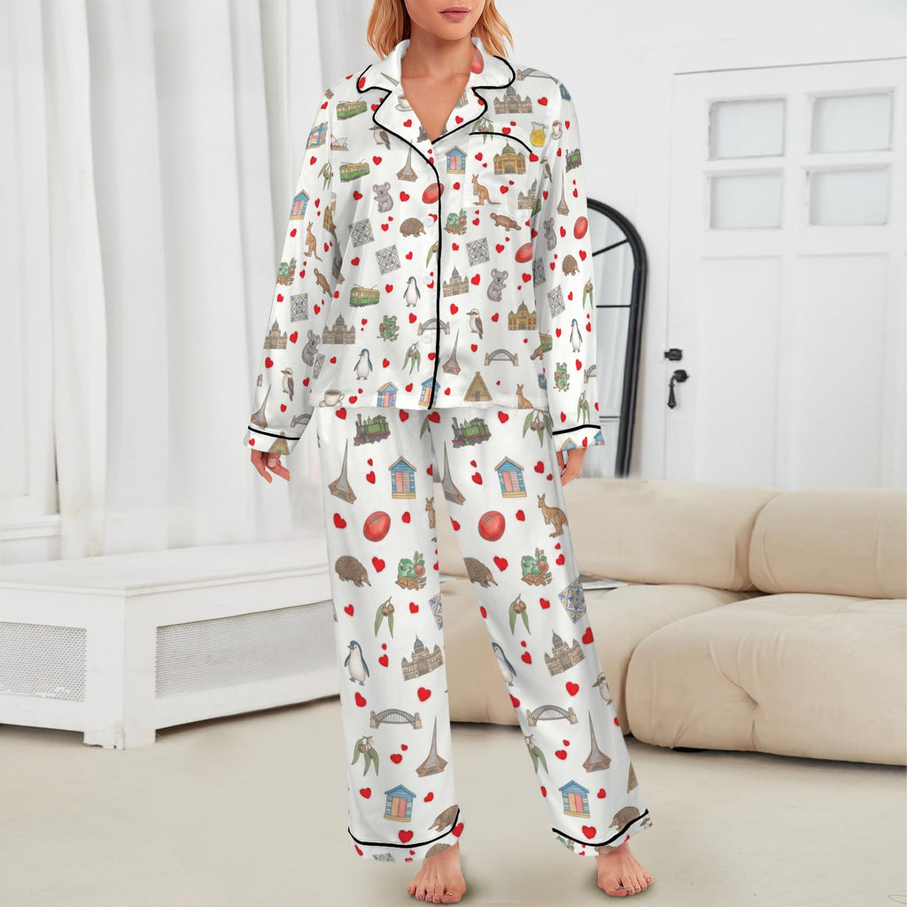 Melbourne (Victoria) Women's Long Sleeve Satin Pajama Set