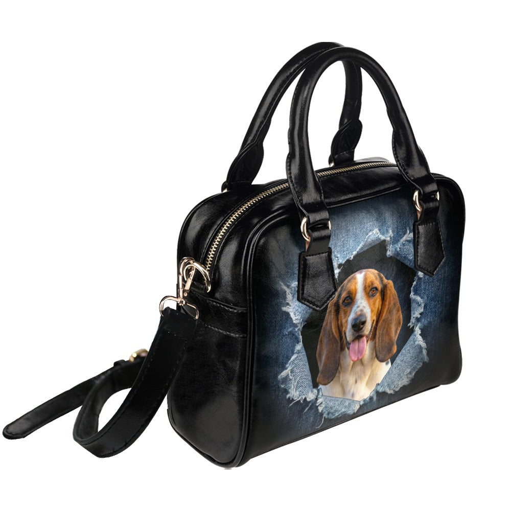 Basset Artesien Normand Ripped Denim Print Shoulder Handbag