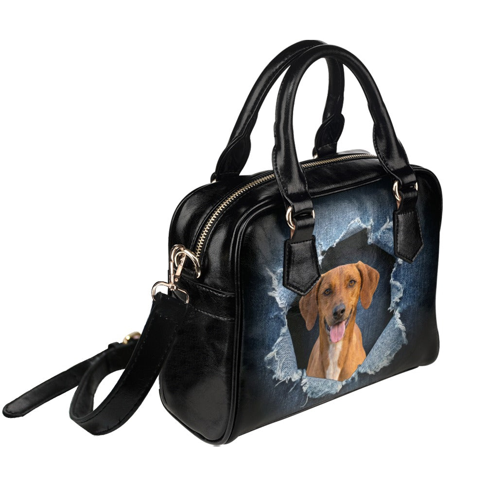 Azawakh Ripped Denim Print Shoulder Handbag