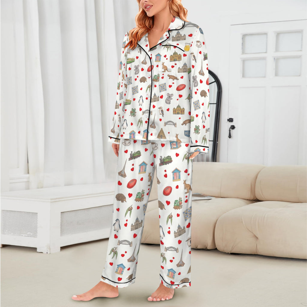 Melbourne (Victoria) Women's Long Sleeve Satin Pajama Set