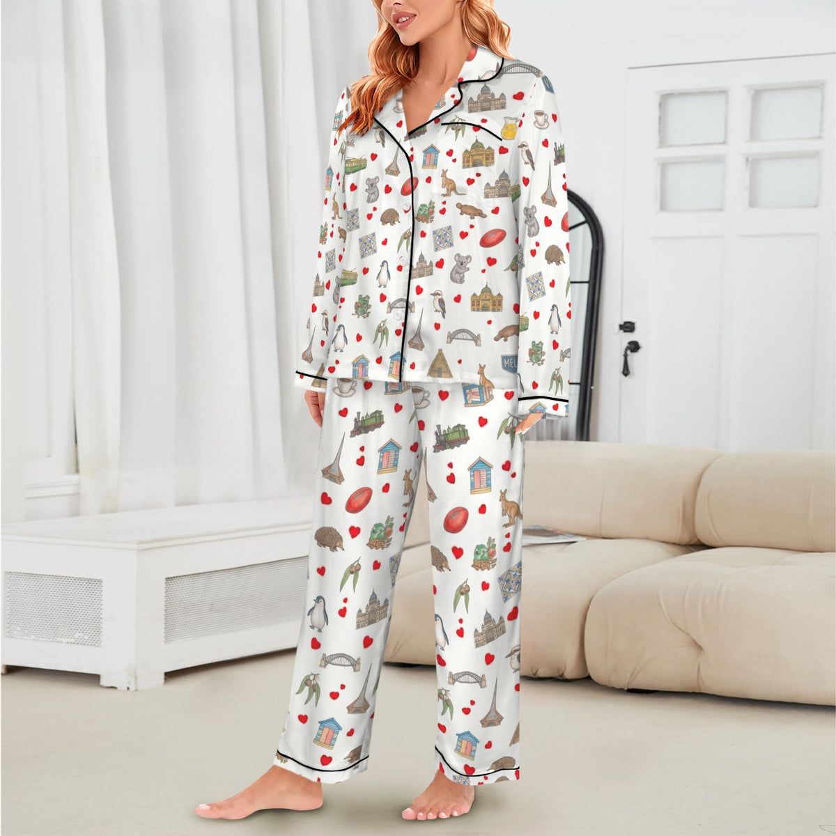 Melbourne (Victoria) Women's Long Sleeve Satin Pajama Set