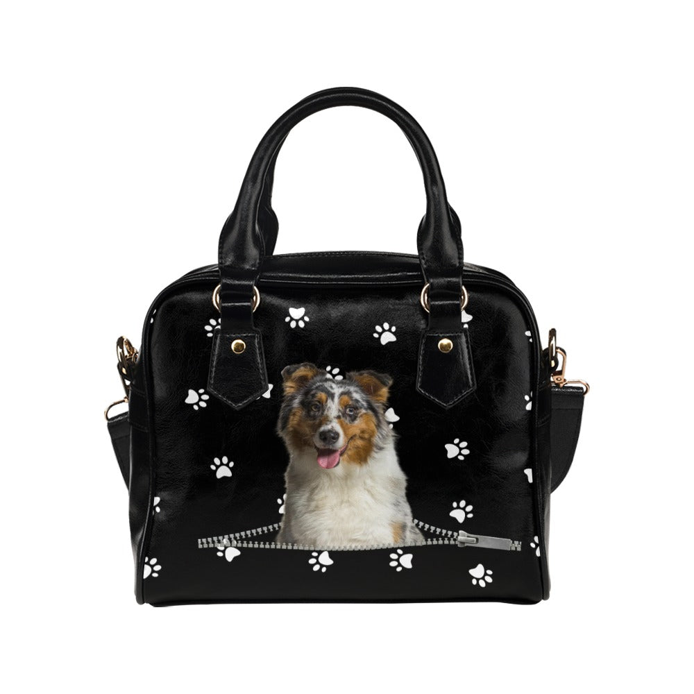 Australian Shepherd Zip Paws Shoulder Handbag