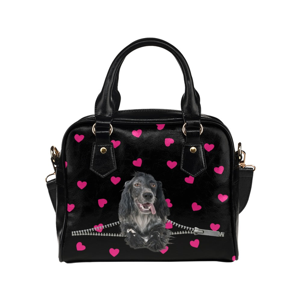 English setter Zip Hearts Shoulder Handbag