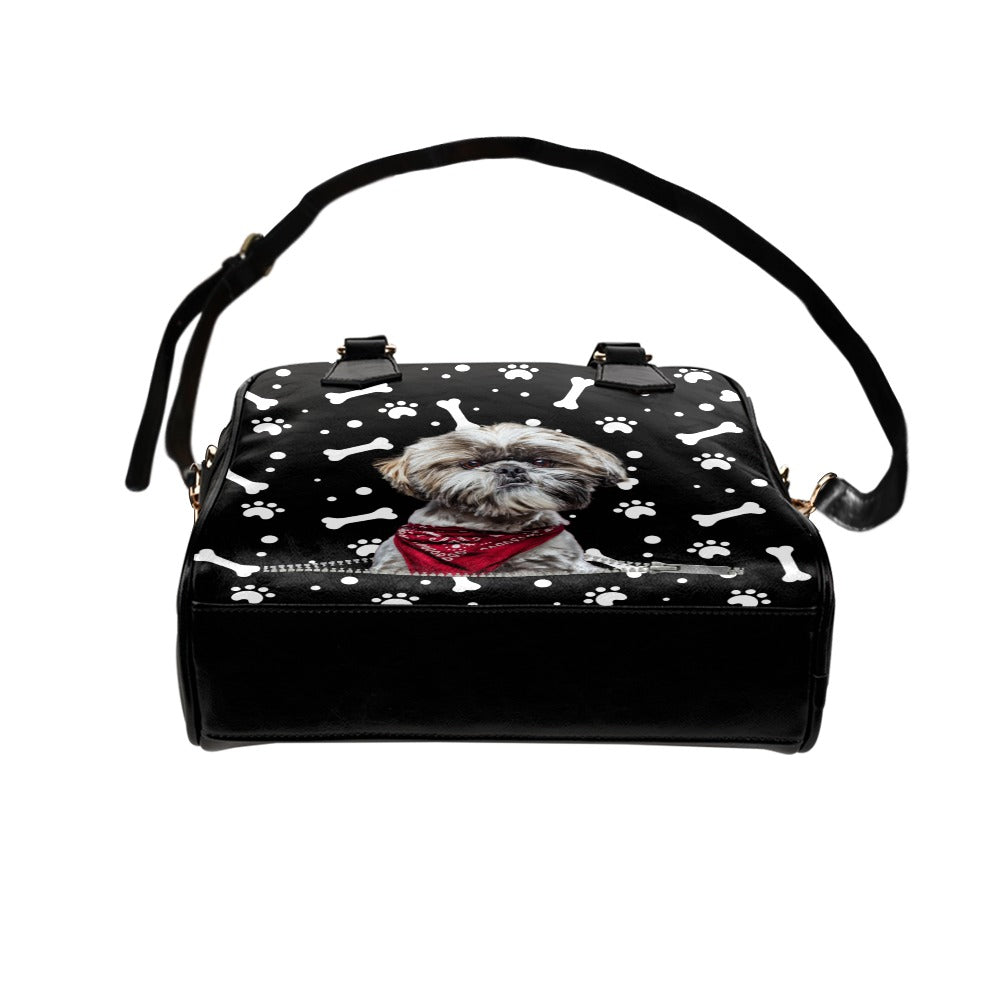 Shih Tzu Zip Paws and Bones Shoulder Handbag
