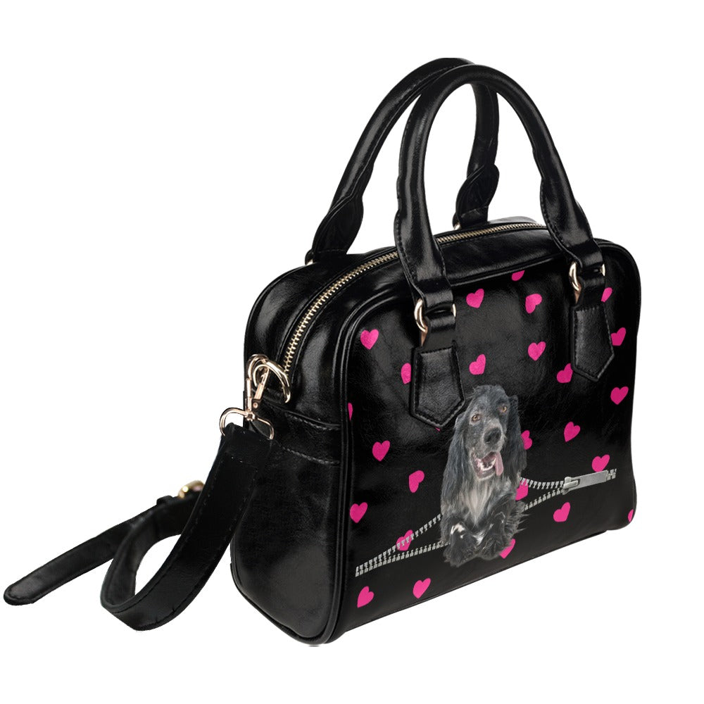 English setter Zip Hearts Shoulder Handbag