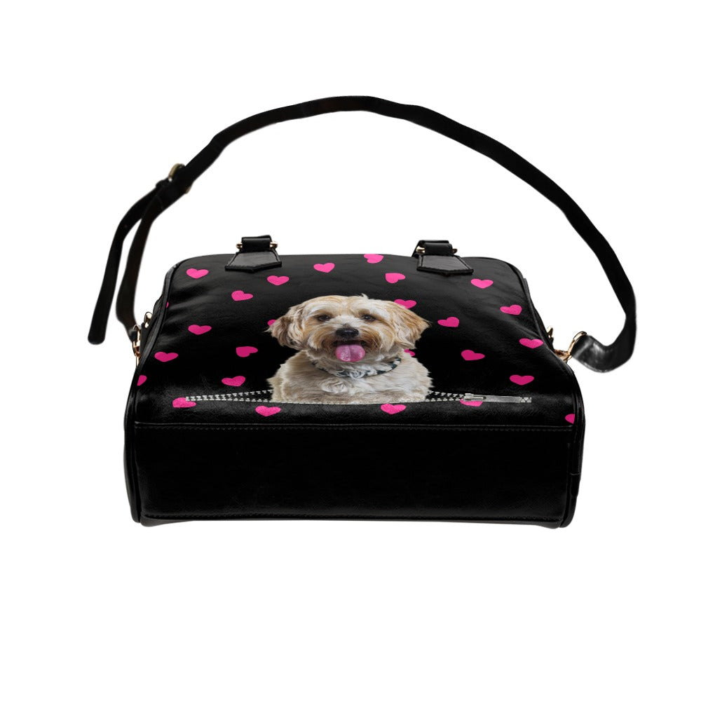 Havanese Zip Hearts Shoulder Handbag