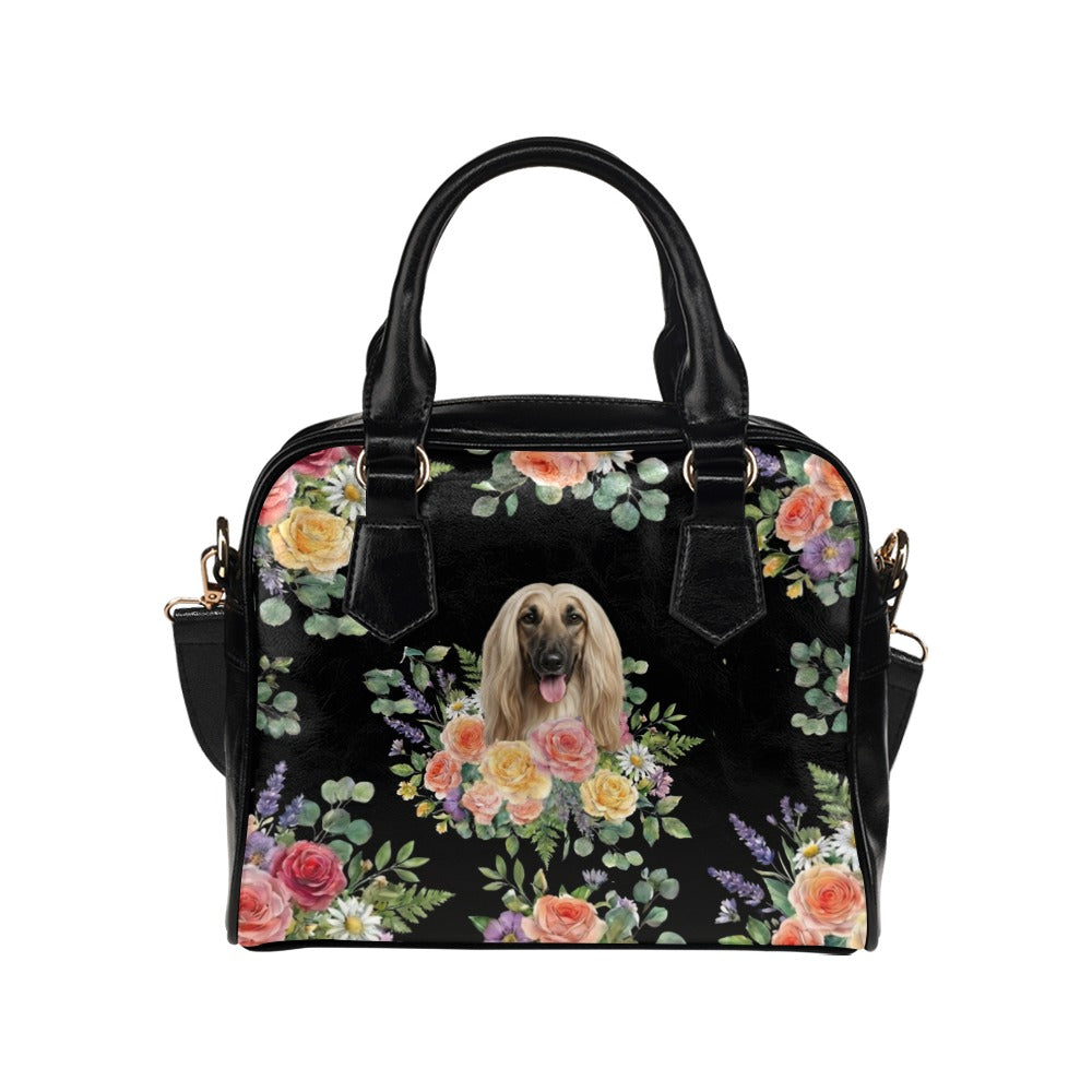 Afghan Hound Flower Shoulder Handbag