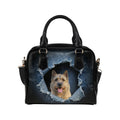 Bouvier des Ardennes Ripped Denim Print Shoulder Handbag