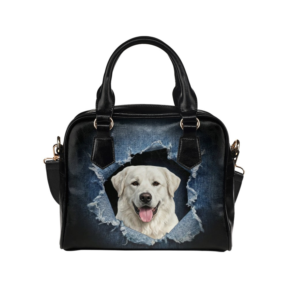 Akbash Ripped Denim Print Shoulder Handbag