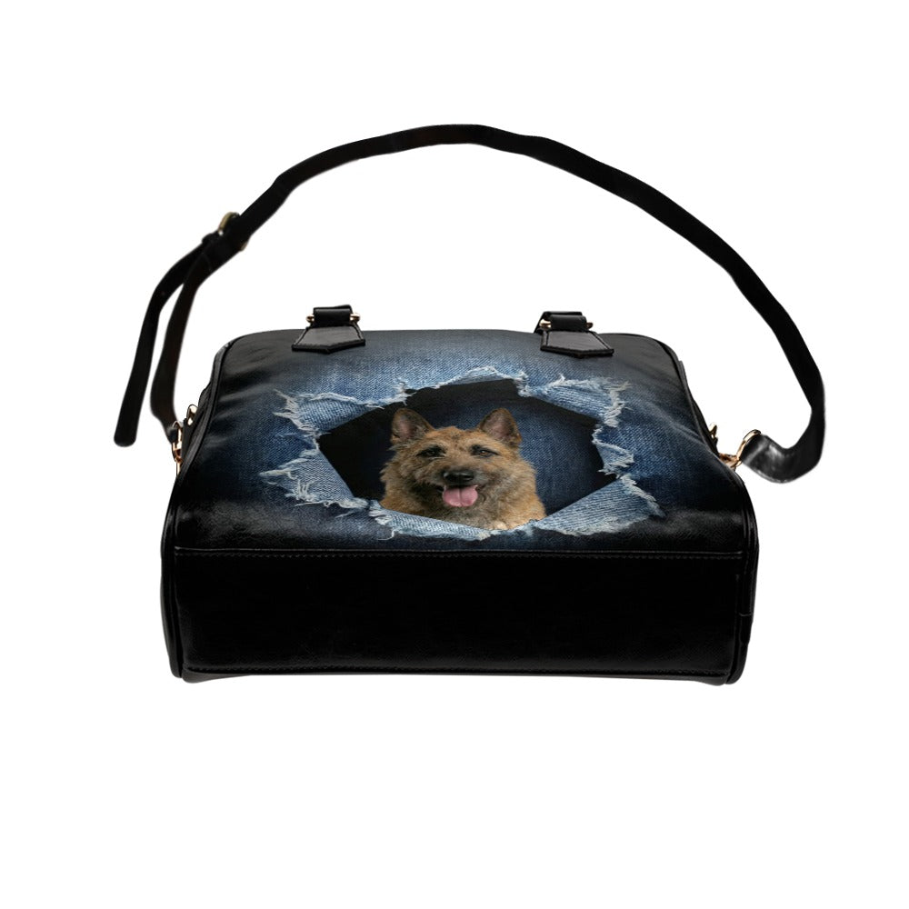 Belgian Shepherd (Laekenois) Ripped Denim Print Shoulder Handbag