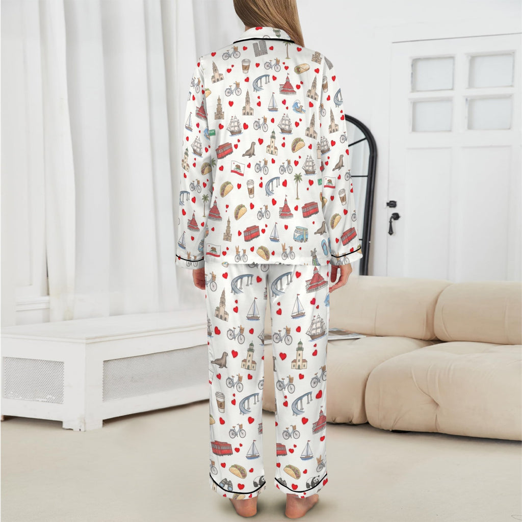 San Diego Women's Long Sleeve Satin Pajama Set