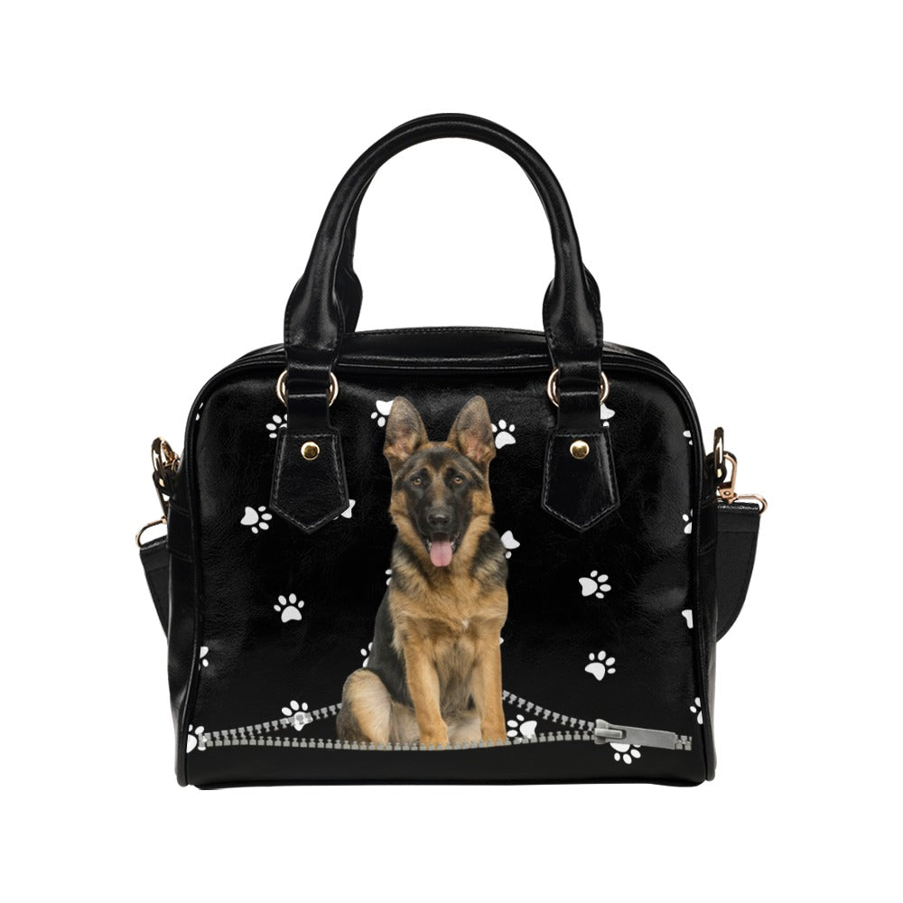 German Shepherd Zip Paws Shoulder Handbag