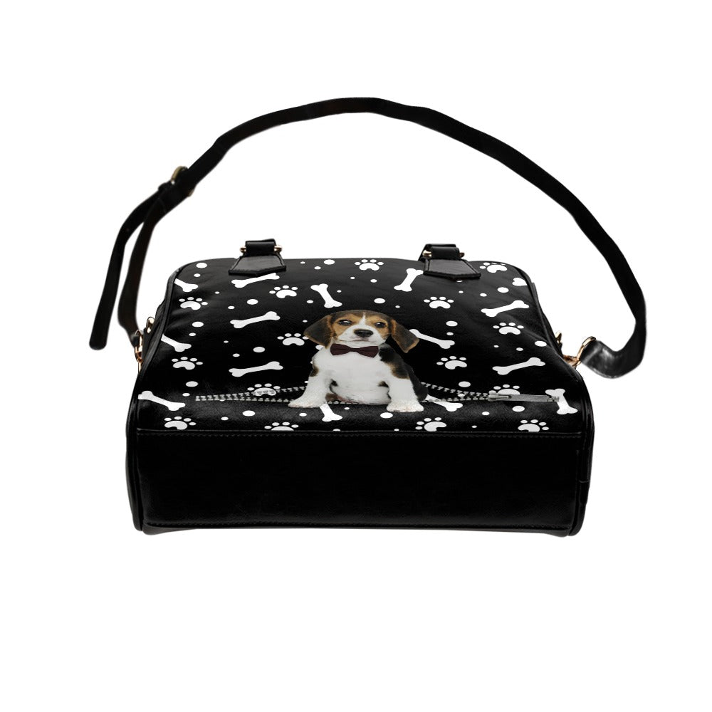 Beagle Zip Paws and Bones Shoulder Handbag