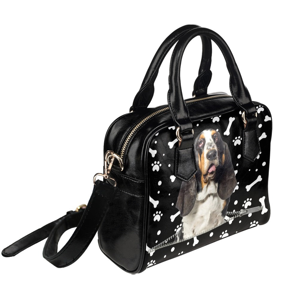 Basset Hound Zip Paws and Bones Shoulder Handbag