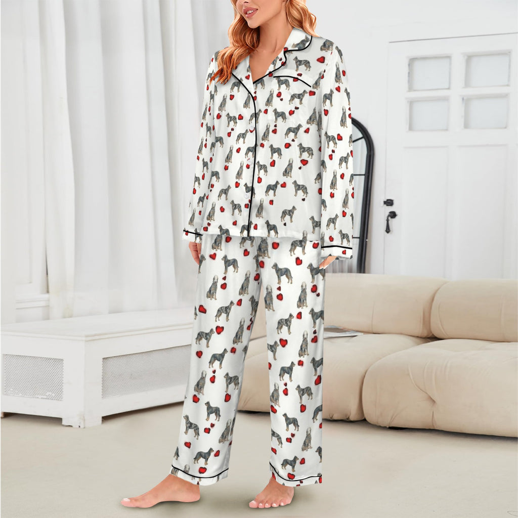Bedlington Terrier Women's Long Sleeve Satin Pajama Set