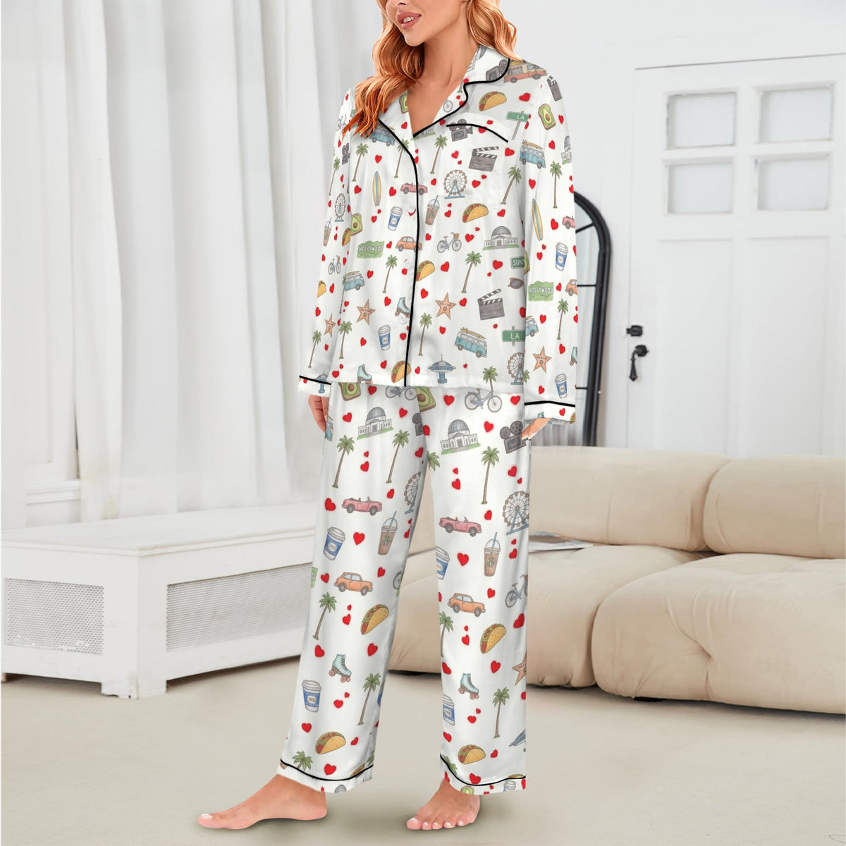 Los Angeles Women's Long Sleeve Satin Pajama Set