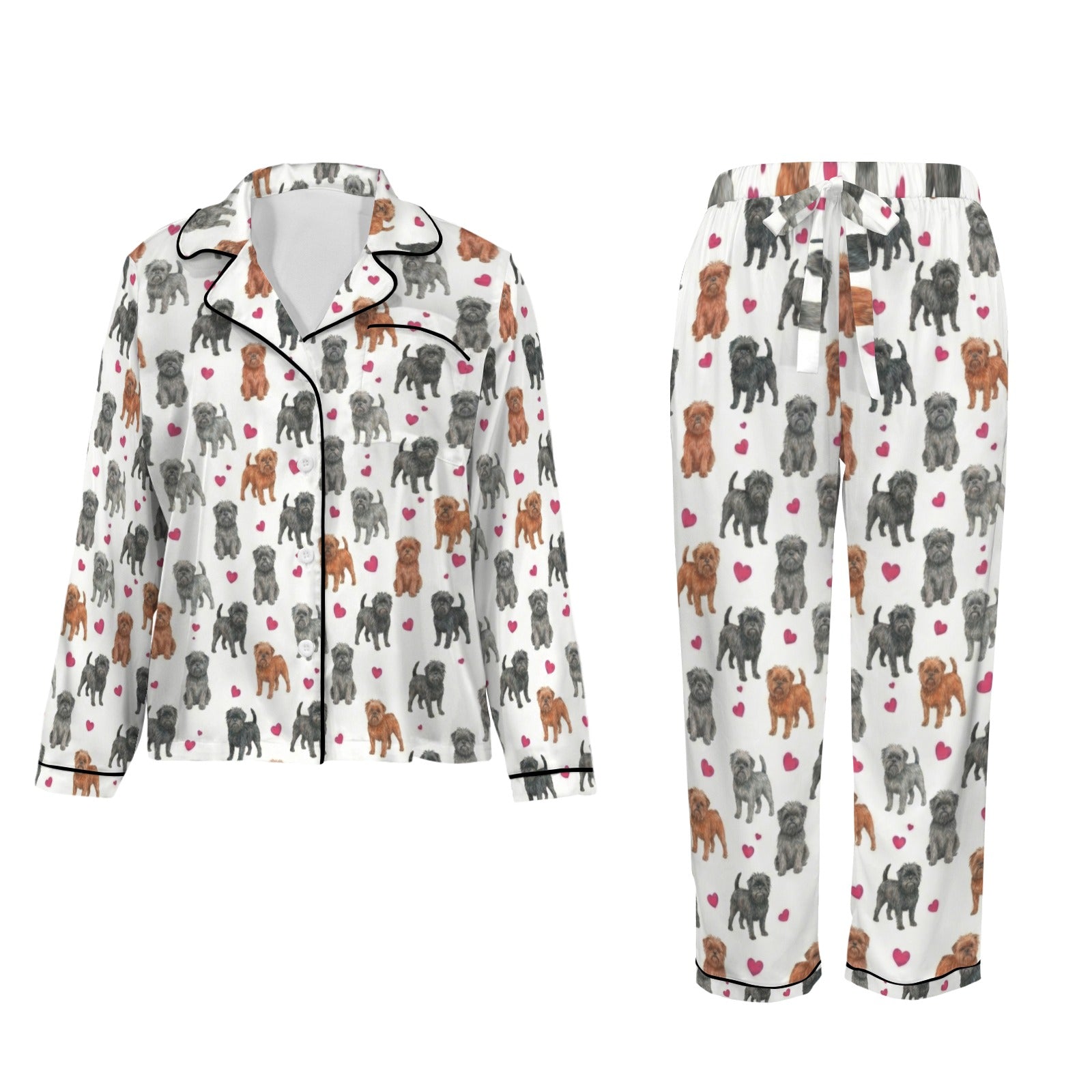 Affenpinscher Women's Long Sleeve Satin Pajama Set