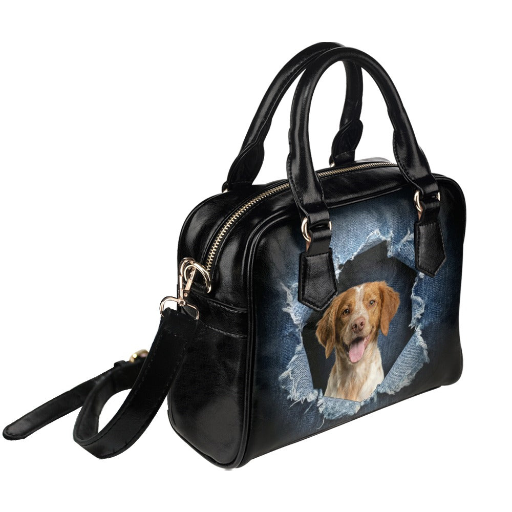Brittany Ripped Denim Print Shoulder Handbag