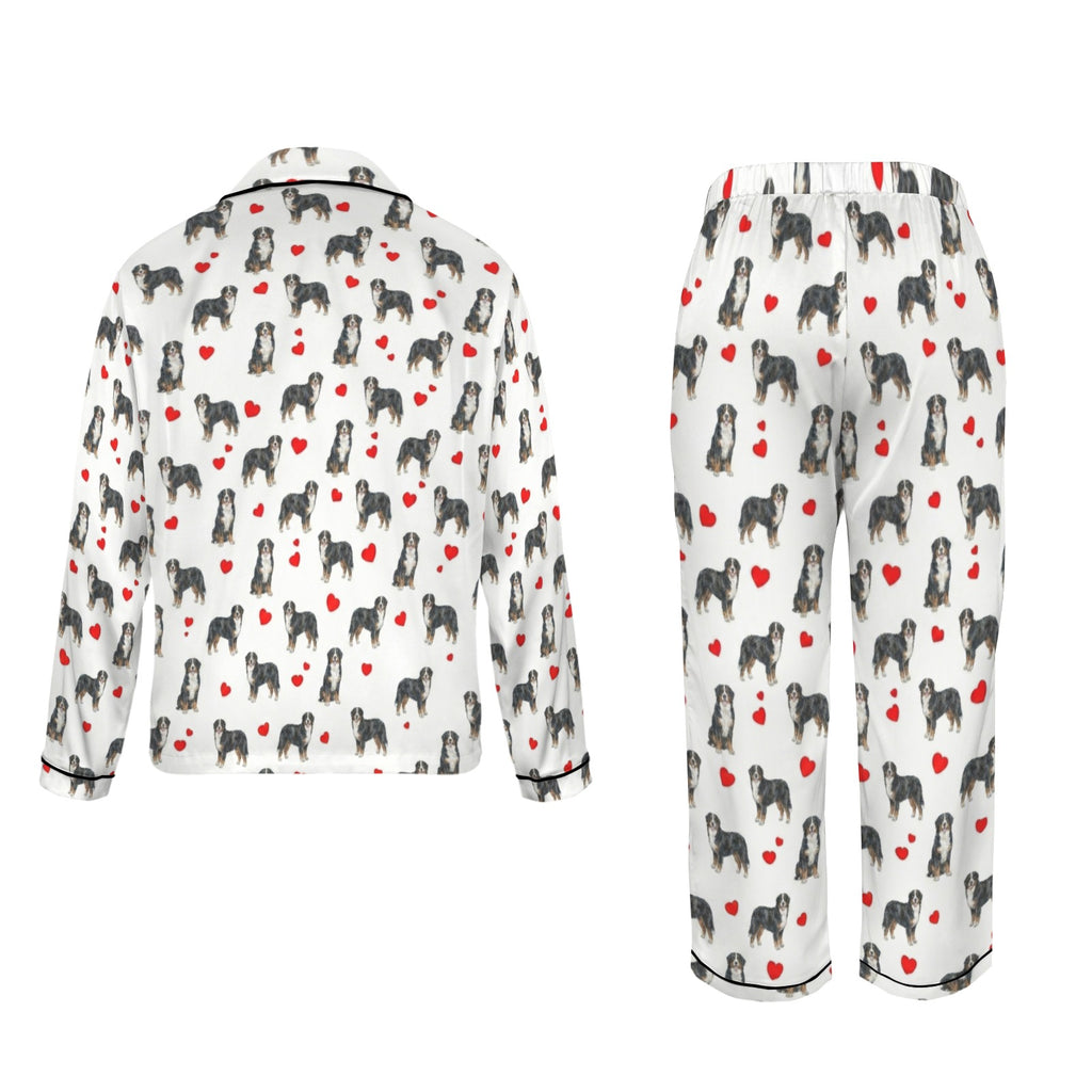 Bernese Mountain Dog Women's Long Sleeve Satin Pajama Set