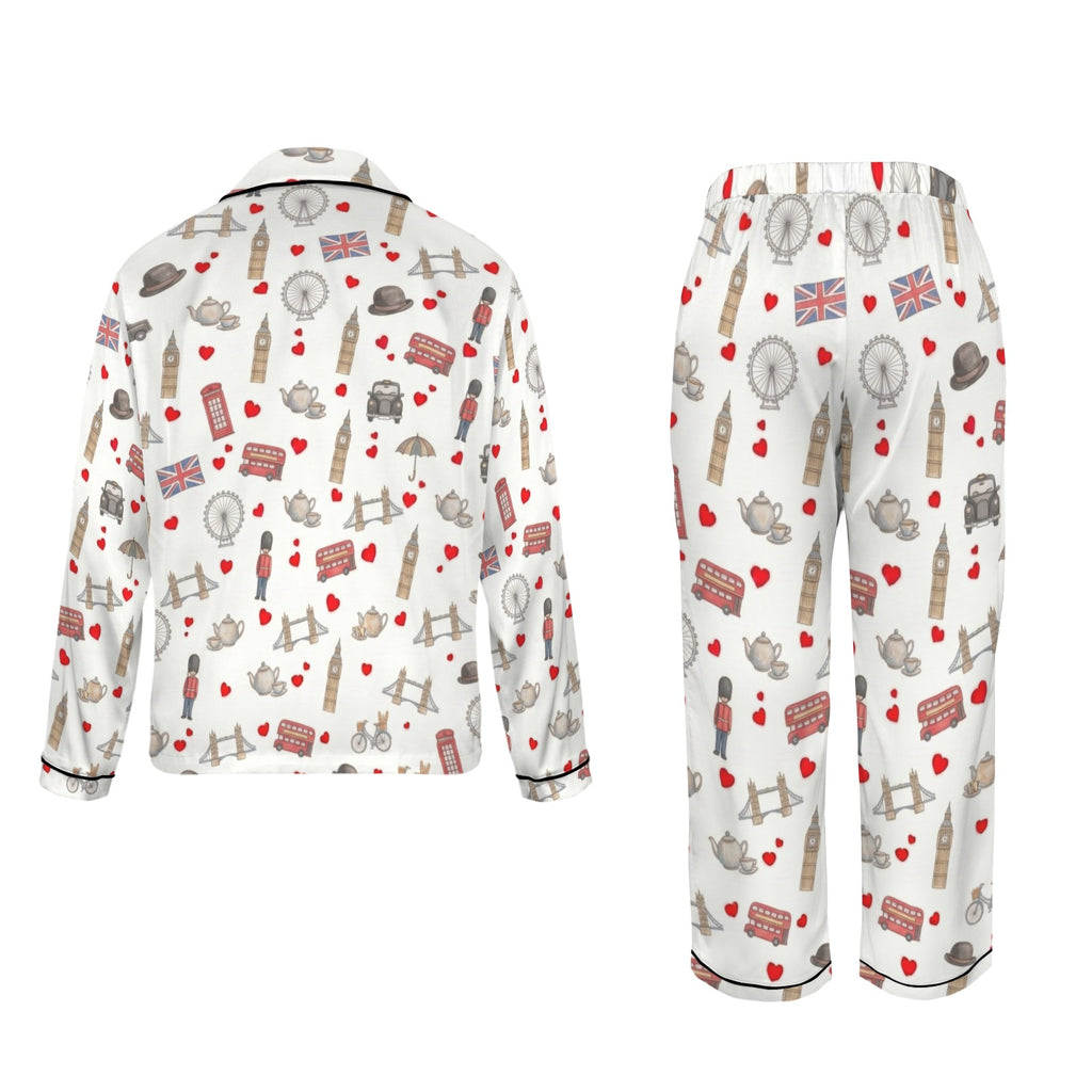 London Women's Long Sleeve Satin Pajama Set