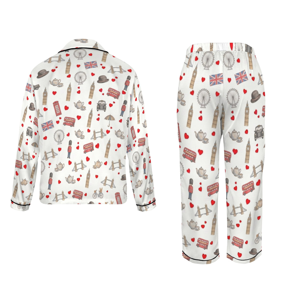 London Women's Long Sleeve Satin Pajama Set