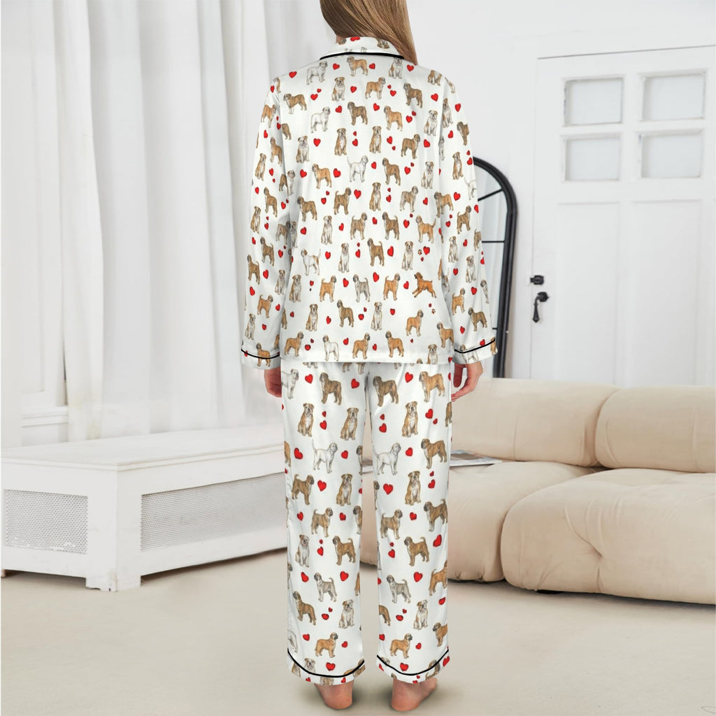 Bulldog (English) Women's Long Sleeve Satin Pajama Set
