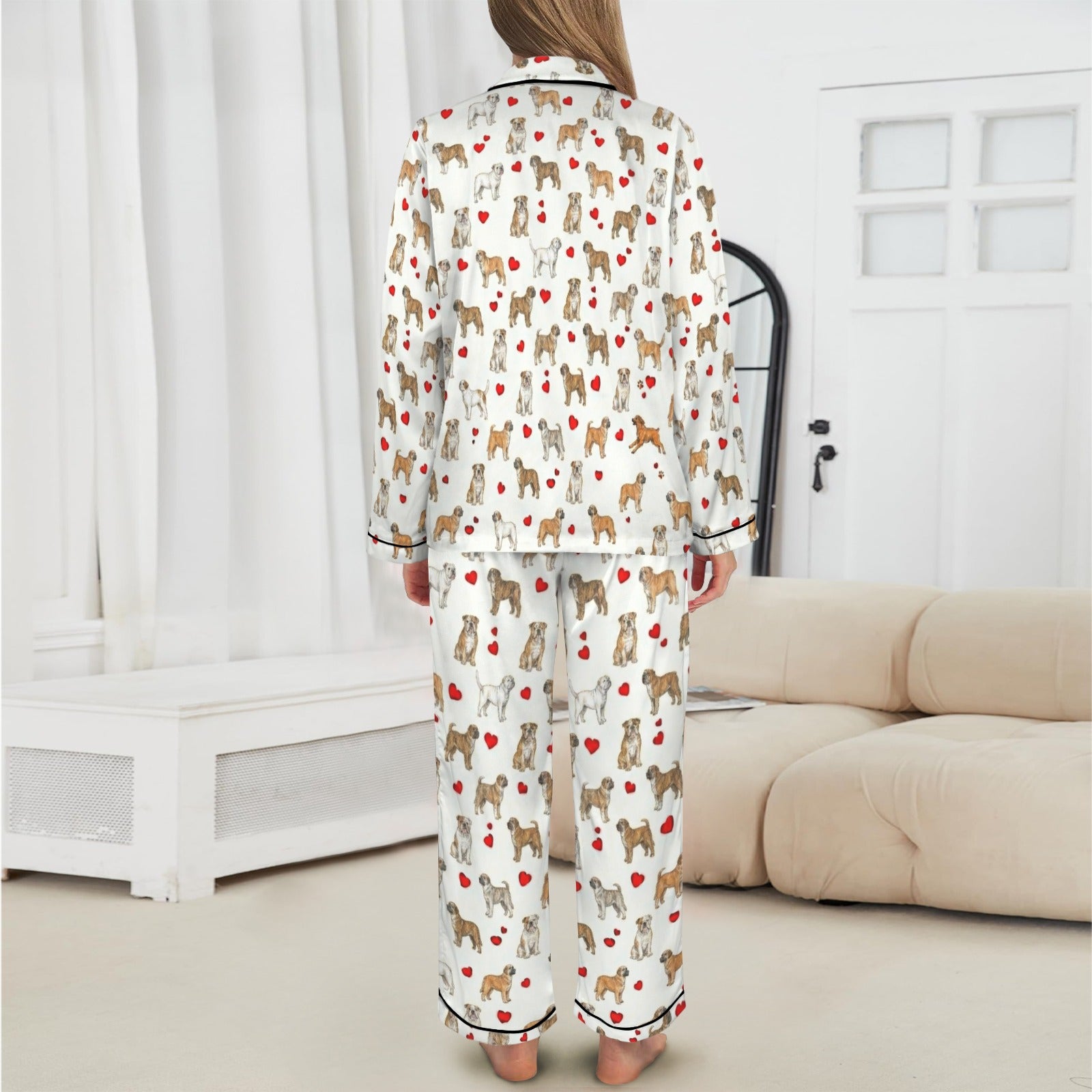 Bulldog (English) Women's Long Sleeve Satin Pajama Set