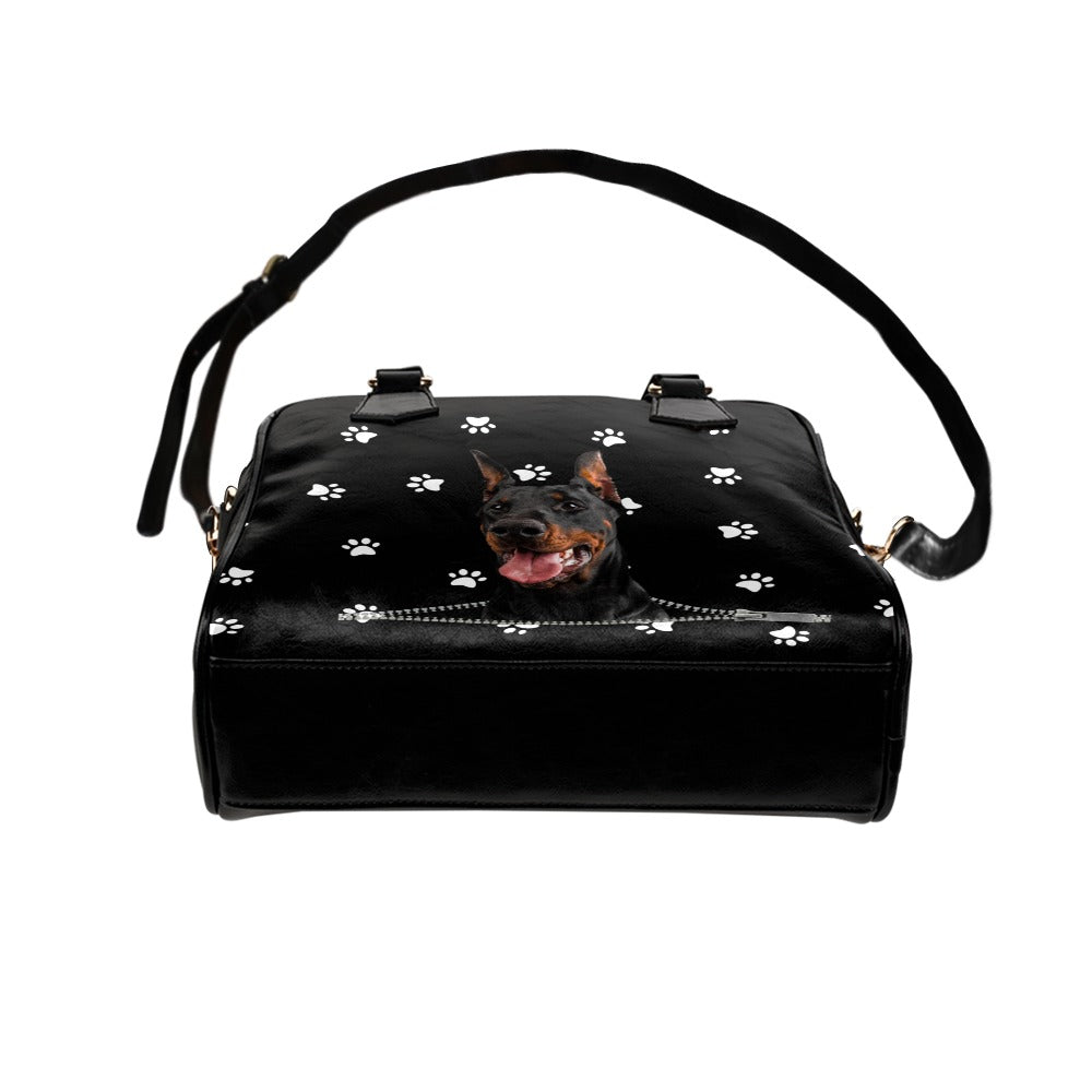 Doberman Pinscher Zip Paws Shoulder Handbag