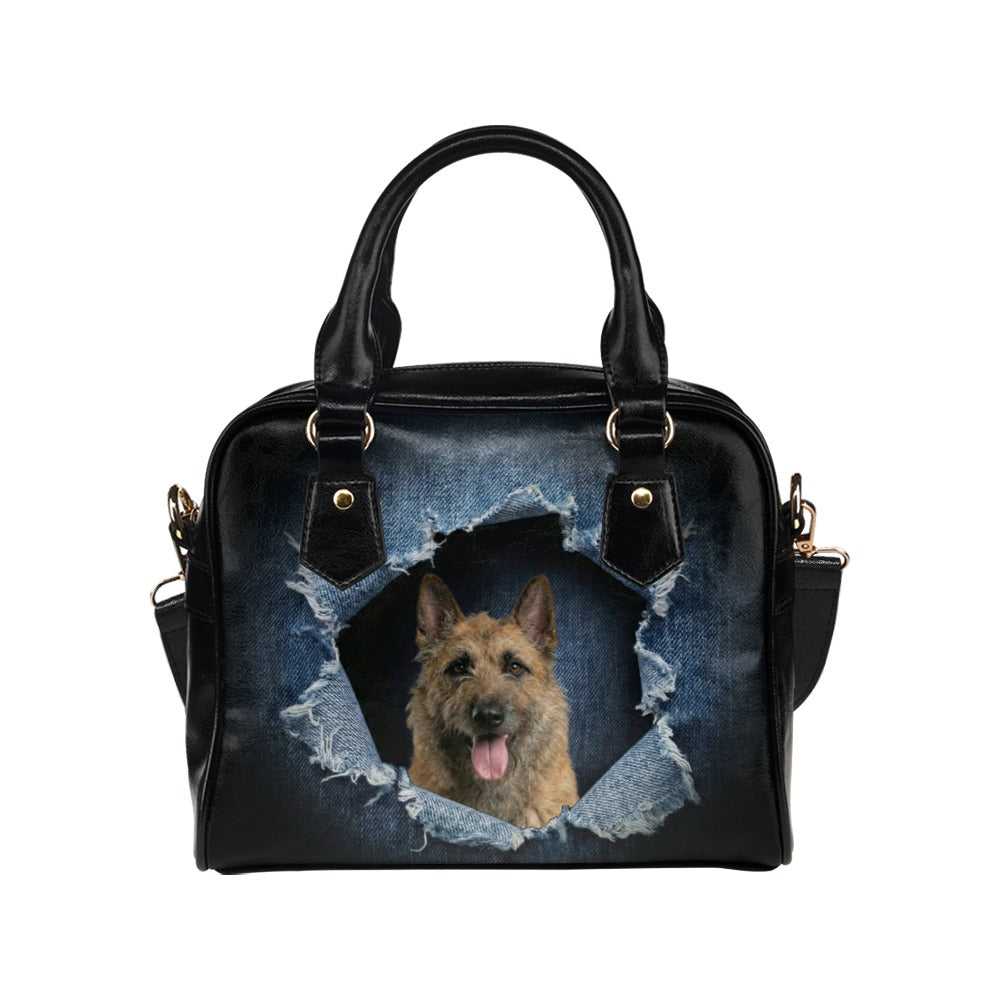 Belgian Shepherd (Laekenois) Ripped Denim Print Shoulder Handbag